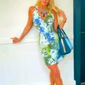 Blue ❤️Green ❤️Halter ❤️Midi Dress❤️❤️❤️❤️❤️